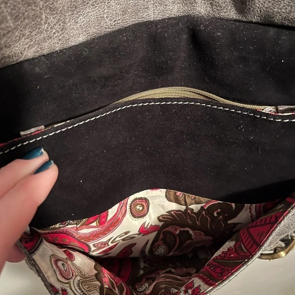 Sophia Visconti Purse Gray Suede And Patent Leather